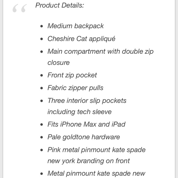 Kate Spade Disney Cheshire Cat Black Backpack - Picture 7 of 8